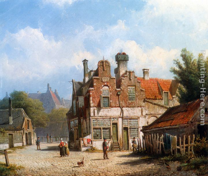A Dutch Town Scene painting - Willem Koekkoek A Dutch Town Scene art painting